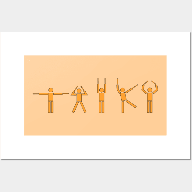 Taiko People orange w border Wall Art by Austin Taiko